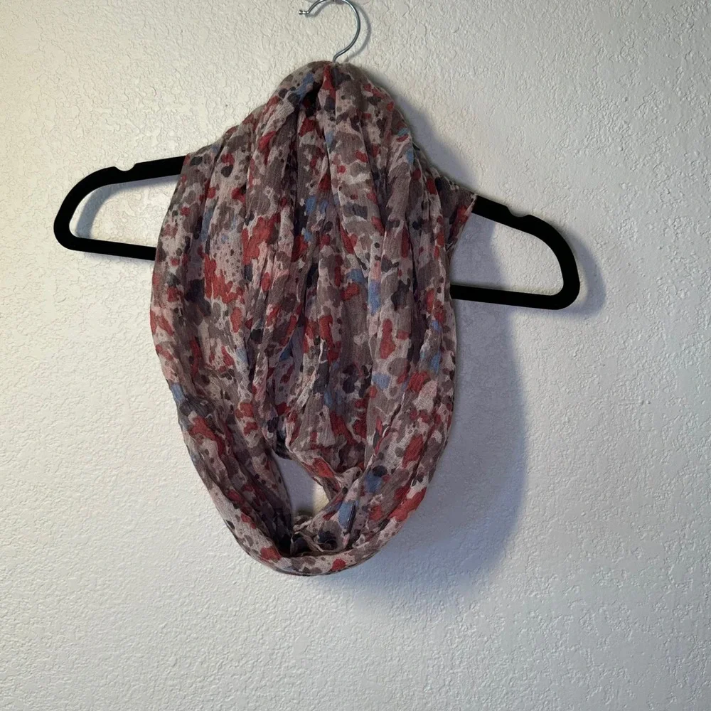 Floral Print Infinity Scarf Sheer Lightweight Blush Red Blue‎ Gray Women